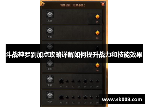 斗战神罗刹加点攻略详解如何提升战力和技能效果